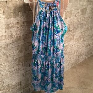 Lilly Pulitzer Shirelle Skirted Romper in the "Multi Grove Garden" print